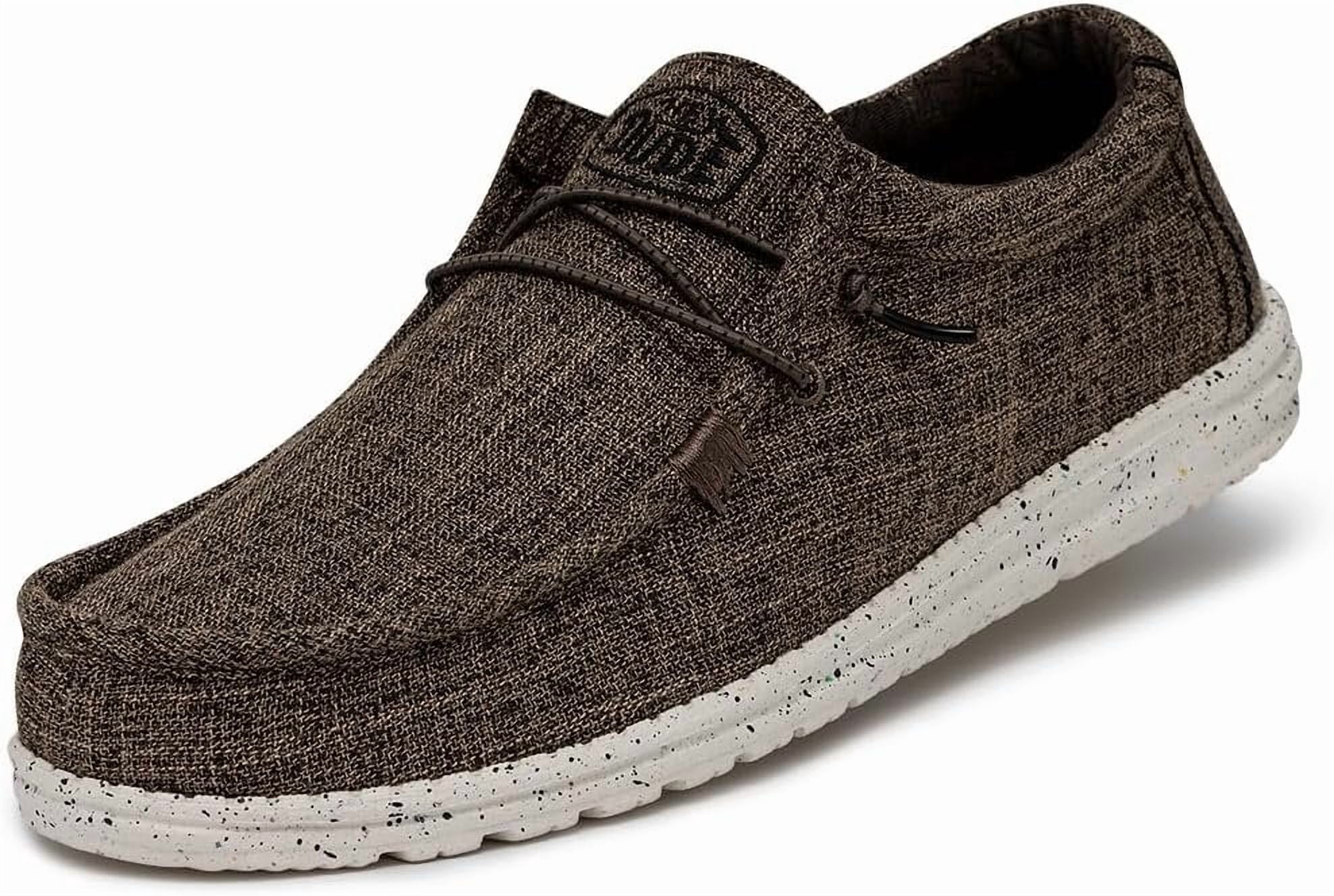 Hey Dude Men\'s Wally Eco Linen Comfort Shoe - Dark Brown MENS HEY DUDE WALLY BLEND LINEN DARK BROWN |40005-2BQ  main image 4