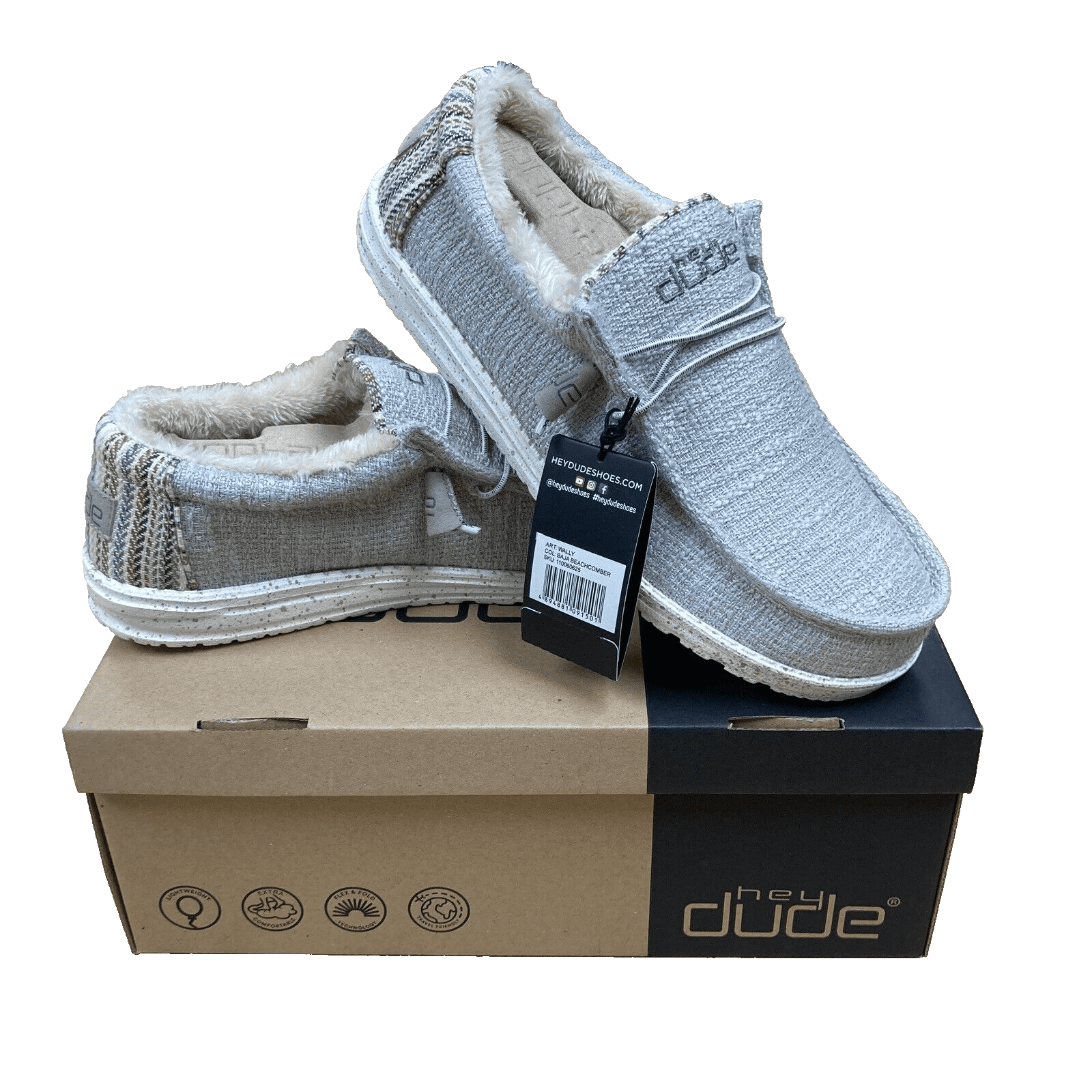 Hey Dude Wally Men's Shoes Faux Fur lined Baja Size