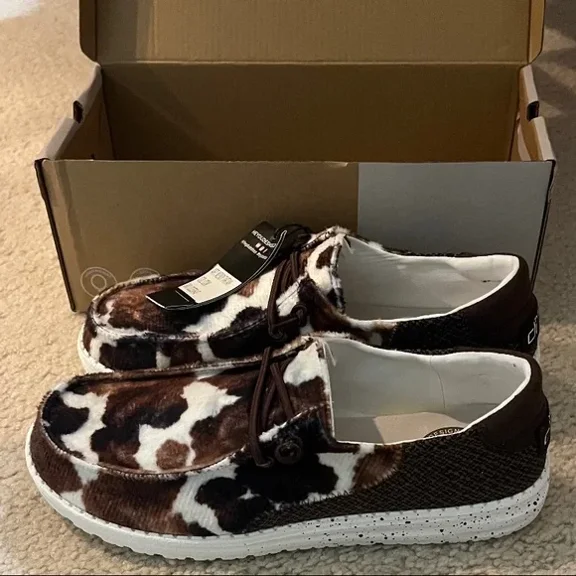 Hey Dude Wendy Tartan Cow Shoes