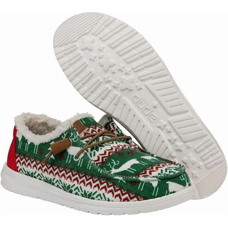 Hey Dude Wendy Ugly Sweater Faux Shear Christmas Shoes  display picture 1