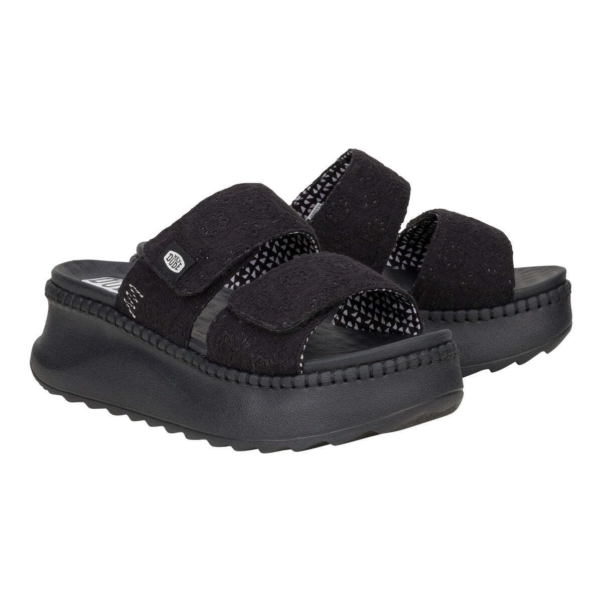 Hey Dude 43203 Delray Slide Eyelet Sandali Aperti Donna In Tessuto Bianco - Taglia 40 - Suola Gomma - 3