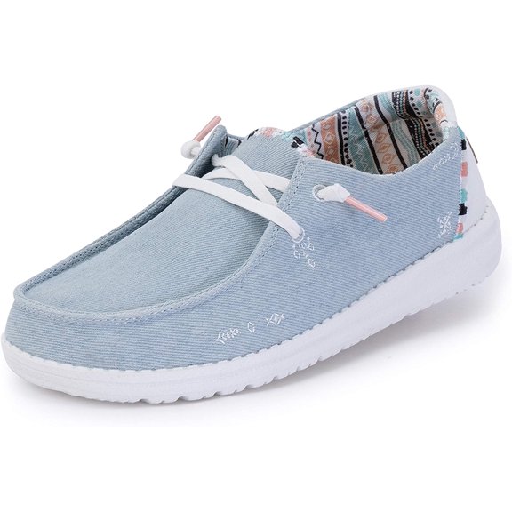 Hey Dude Women's Shoes Loafers Wide Light Denim 10