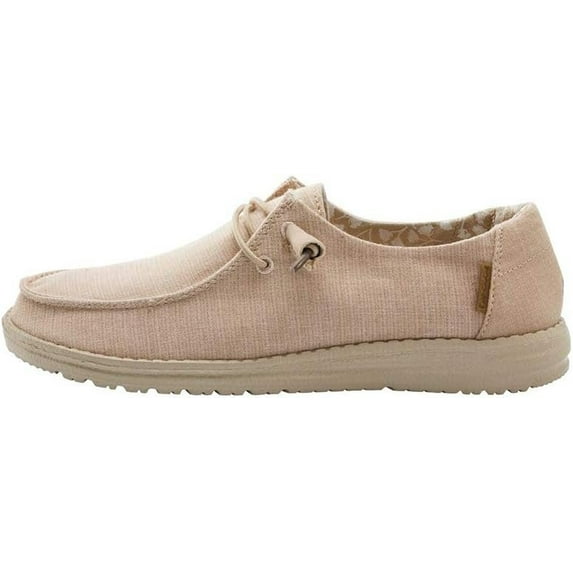 Hey Dude Women's Wendy Chambray Peach Size 8 Womens Shoes Womens Lace Up Loafers Comfortable & Light-Weight