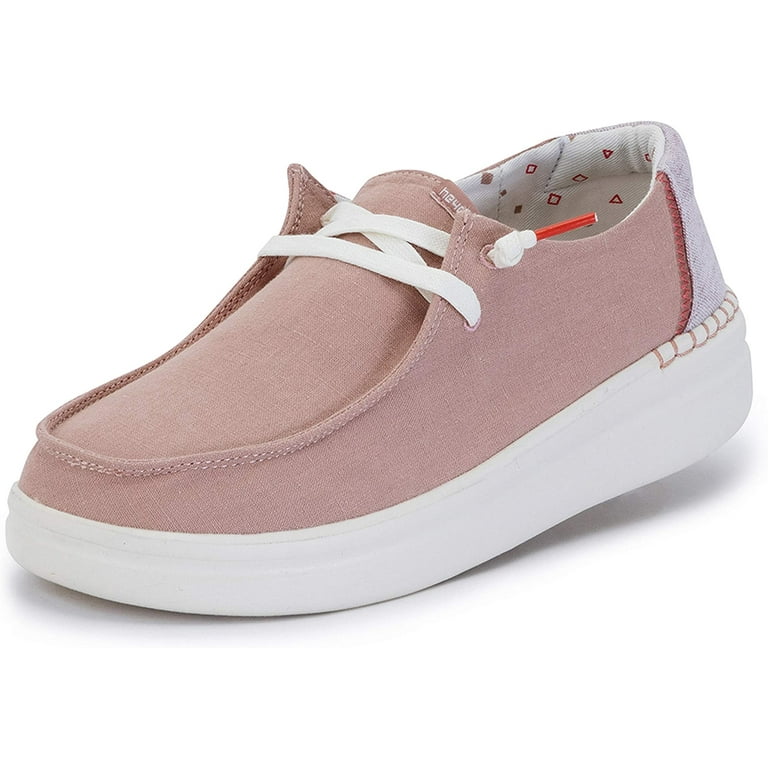 Hey Dude Womens Wendy Lace-Up Loafers Chambray Rose
