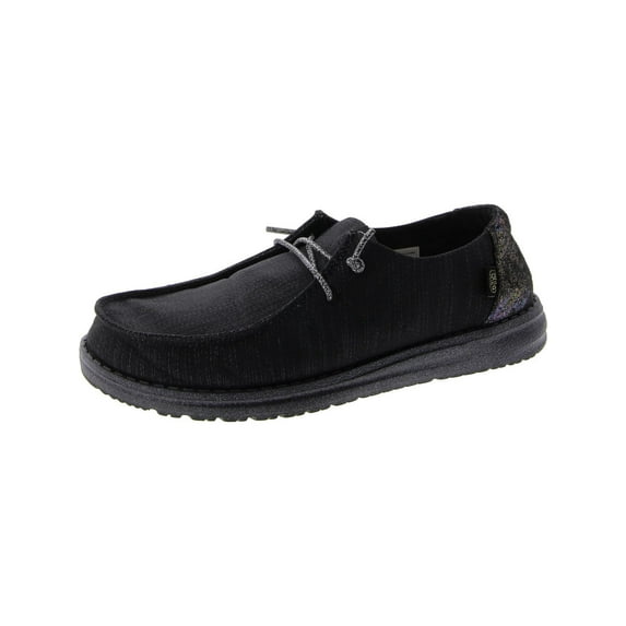 Hey Dude Womens Wendy Glitter Slip On Moc Toe Loafers