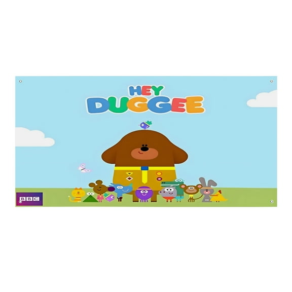 Hey Duggee-Theme Backdrops Banner Birthday Party Decor Supplies Personalized Party Backdrop Decoration,5x3ft150x90cm