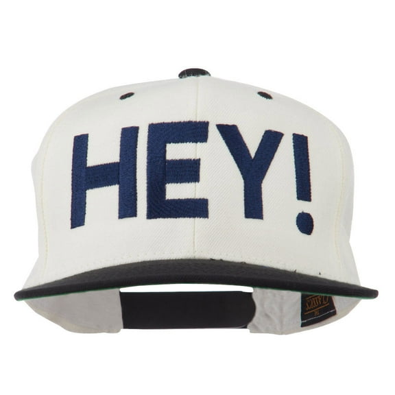 Hey Embroidered Snapback Cap - Natural Black OSFM