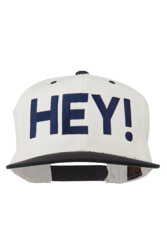Hey Embroidered Snapback Cap - Natural Black OSFM