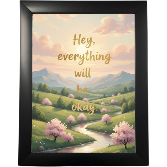 Hey Everything Motivational Poster - Inspirational Wall Art with Photo Frame - 34.7 x 26 cm