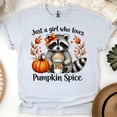 thumbnail image 1 of Graphic T-Shirt Just a Girl Who Loves Pumpkin Spice Raccoon Latte Print for Women, Ash, Size M, 1 of 6