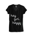 thumbnail image 1 of Hey Girl Heeyyy Women's Fashion Relaxed V-Neck T-Shirt Tee Heather Black X-Large, 1 of 5