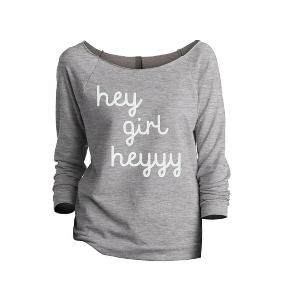 Hey Girl Heeyyy Women's Fashion Slouchy 3/4 Sleeves Raglan Sweatshirt Sport Grey Small