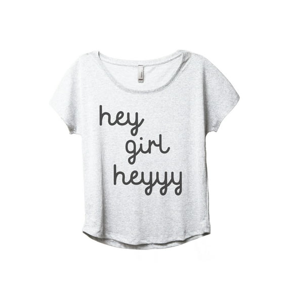 Hey Girl Heeyyy Women's Fashion Slouchy Dolman T-Shirt Tee Heather White 2X-Large