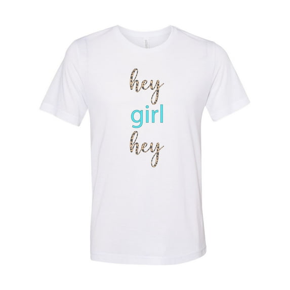 "Hey Girl Hey Shirt, Leopard Print, Unisex Fit, Gift For Her, Sublimated Design, Leopard Print Shirt, Hey Girl Hey, Funny T-shirt, Birthday, White, MEDIUM"