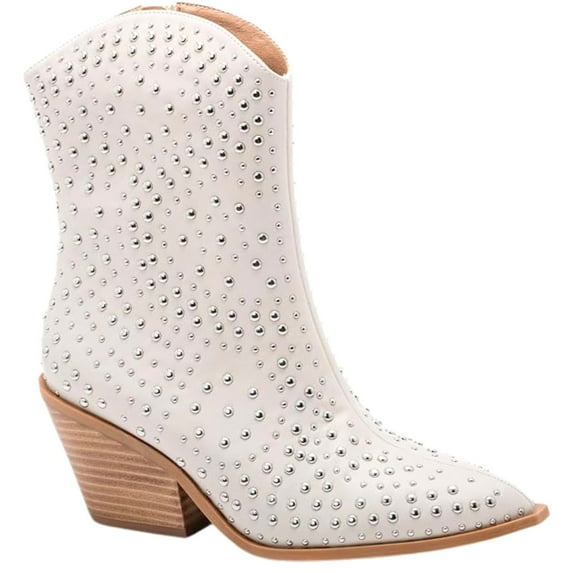 Hey Girl by Corkys Lowlights Studded Western Boots (8, Ivory)