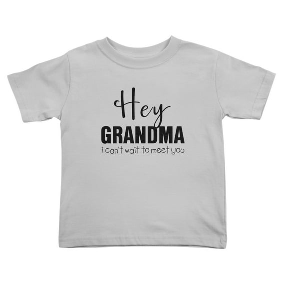 Hey Grandma I Can't Wait To Meet You Cute Toddler Tshirts for Boys Girls (Gray, Youth XL)
