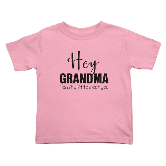 Hey Grandma I Can't Wait To Meet You Cute Toddler Tshirts for Boys Girls (Pink, Youth XL)