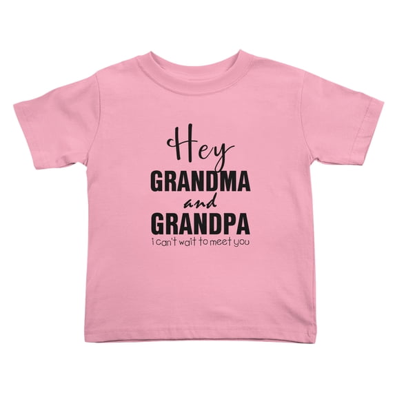 Hey Grandpa and Grandma I Can't Wait To Meet You Cute Toddler Tshirts for Boys Girls (Pink, 3T)