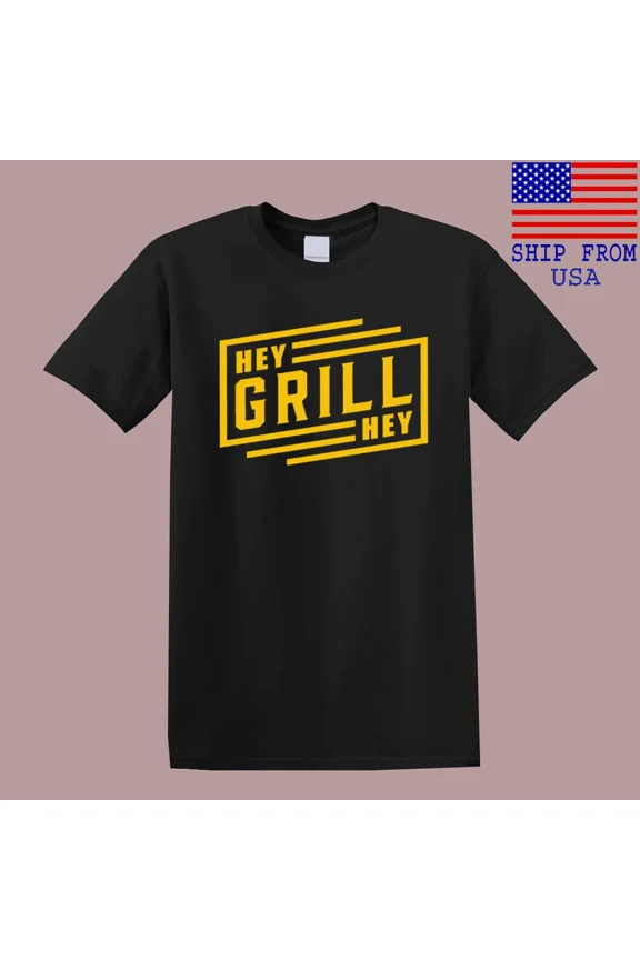 Hey Grill Hey BBQ & Grilling Men's Black T-Shirt Size S-5XL
