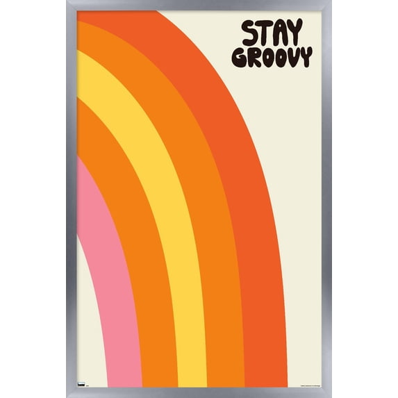 Hey Happy - Stay Groovy Wall Poster, 14.725" x 22.375" Framed