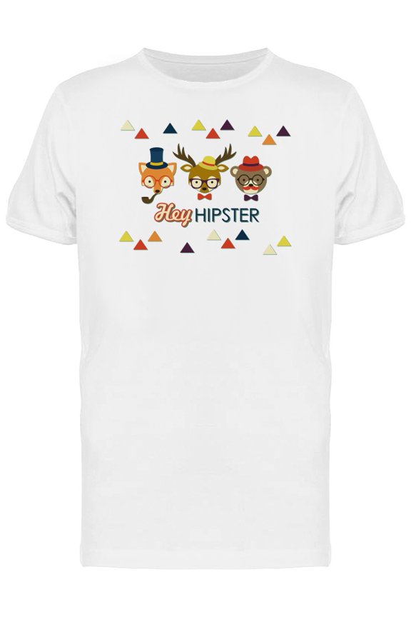 Hey Hipster Cool Animals Doodles T-Shirt Men -Image by Shutterstock, Male Small