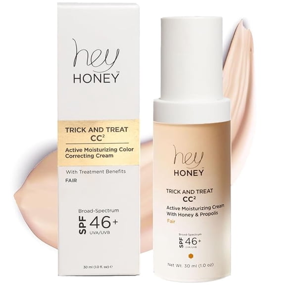 Hey Honey Trick & Treat CC Cream | Active Moisturizing Color Correcting Cream SPF 46+, Fair, 1 oz | 30 ml