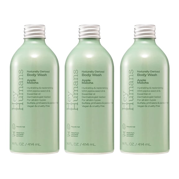 Hey Humans Body Wash Apple Matcha 14 Fl OZ (Pack of 3)