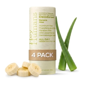 Hey Humans Deodorant Stick, Aluminum Free Deodorant for Women and Men, Banana Aloe, 2 oz, 4-Pack