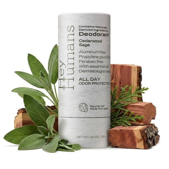 Hey Humans Deodorant Stick, Aluminum Free Deodorant for Women and Men, Cedarwood Sage, 2 oz
