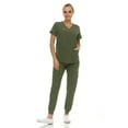 thumbnail image 1 of Hey Medical Scrubs Set- 9 Pocket Knit V-Neck Top with Knit Joggers Scrub Pants, 1 of 1