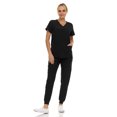 thumbnail image 1 of Hey Medical Scrubs Set- 9 Pocket Knit V-Neck Top with Knit Joggers Scrub Pants, 1 of 6