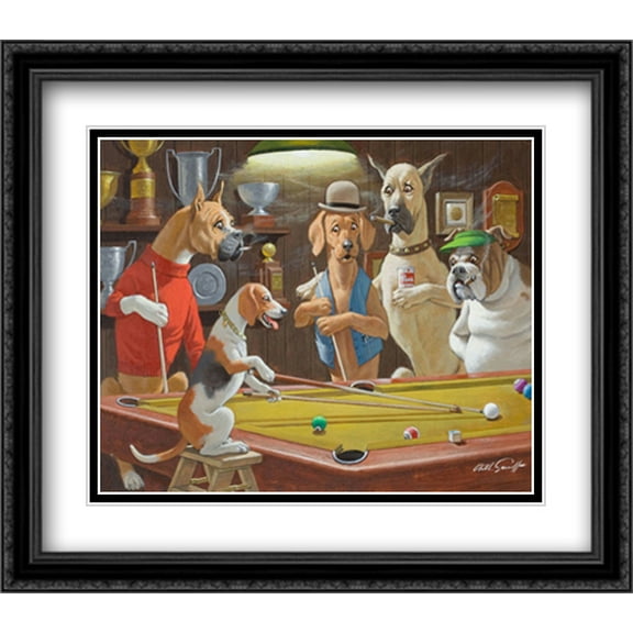 Hey! One Leg on the Floor 2x Matted 32x28 Large Black Ornate Framed Art Print by Sarnoff, Arthur