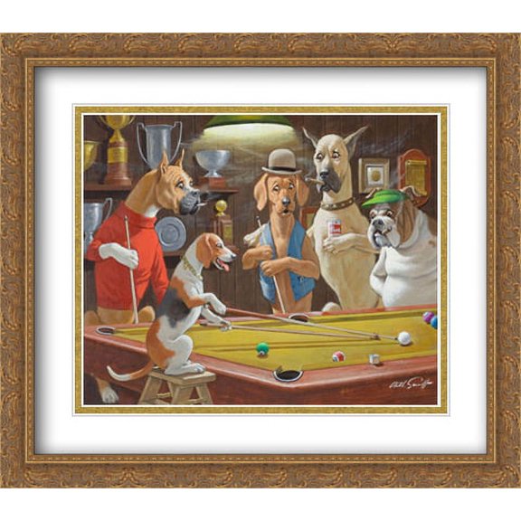 Hey! One Leg on the Floor 2x Matted 32x28 Large Gold Ornate Framed Art Print by Sarnoff, Arthur