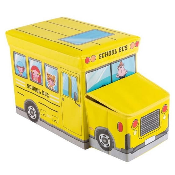 Hey Play 80-60010C Collapsible Truck School Bus Toybox