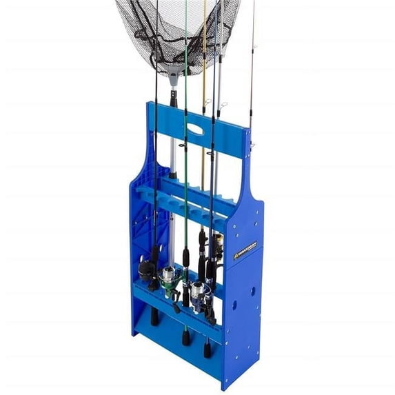 Hey Play 80-FSH5019 Fishing Rack-Plastic Floor Storage Holder, Blue