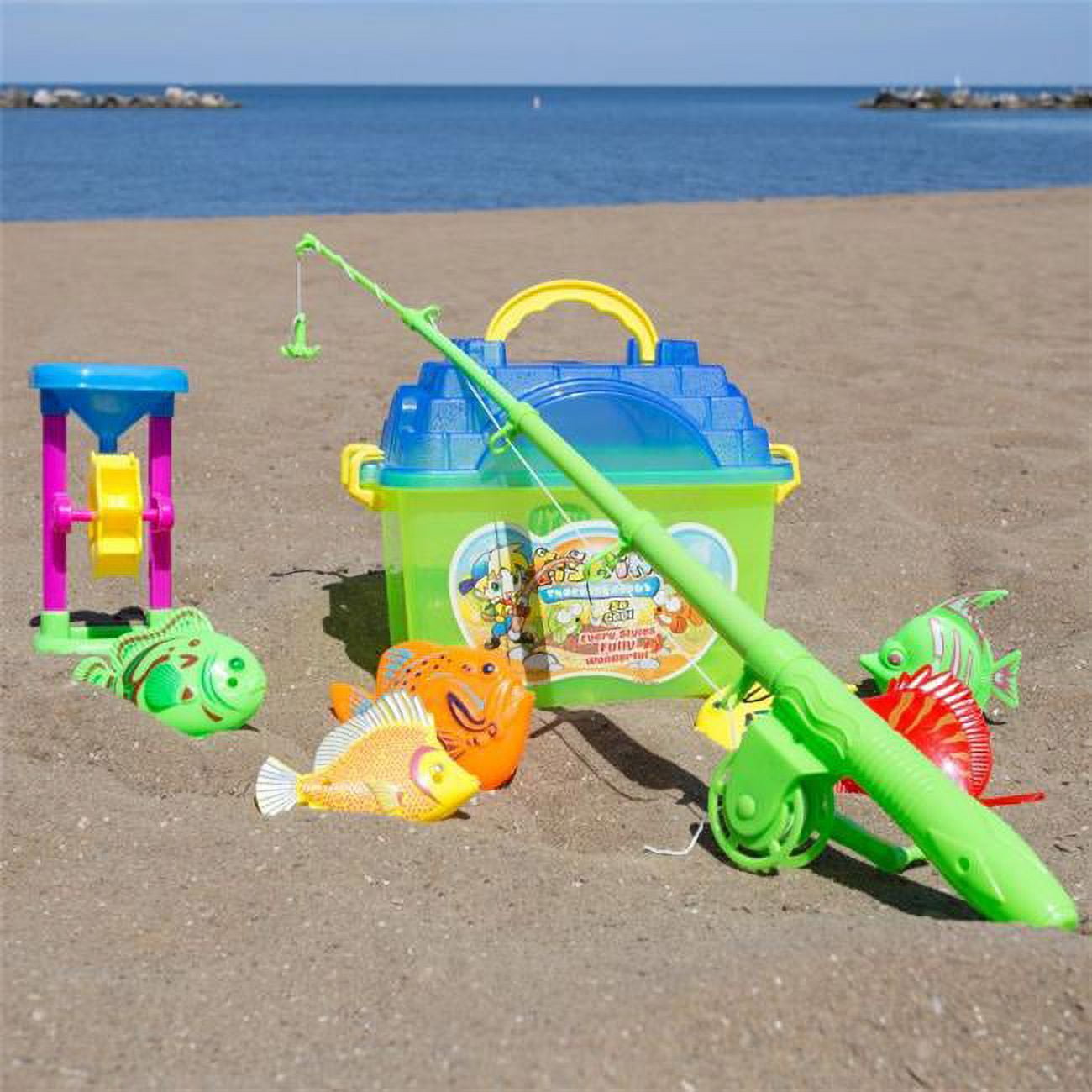 Hey Play 80-TK044489 Kids Toy Fishing Set with Magnetic Fishing Pole & Reel