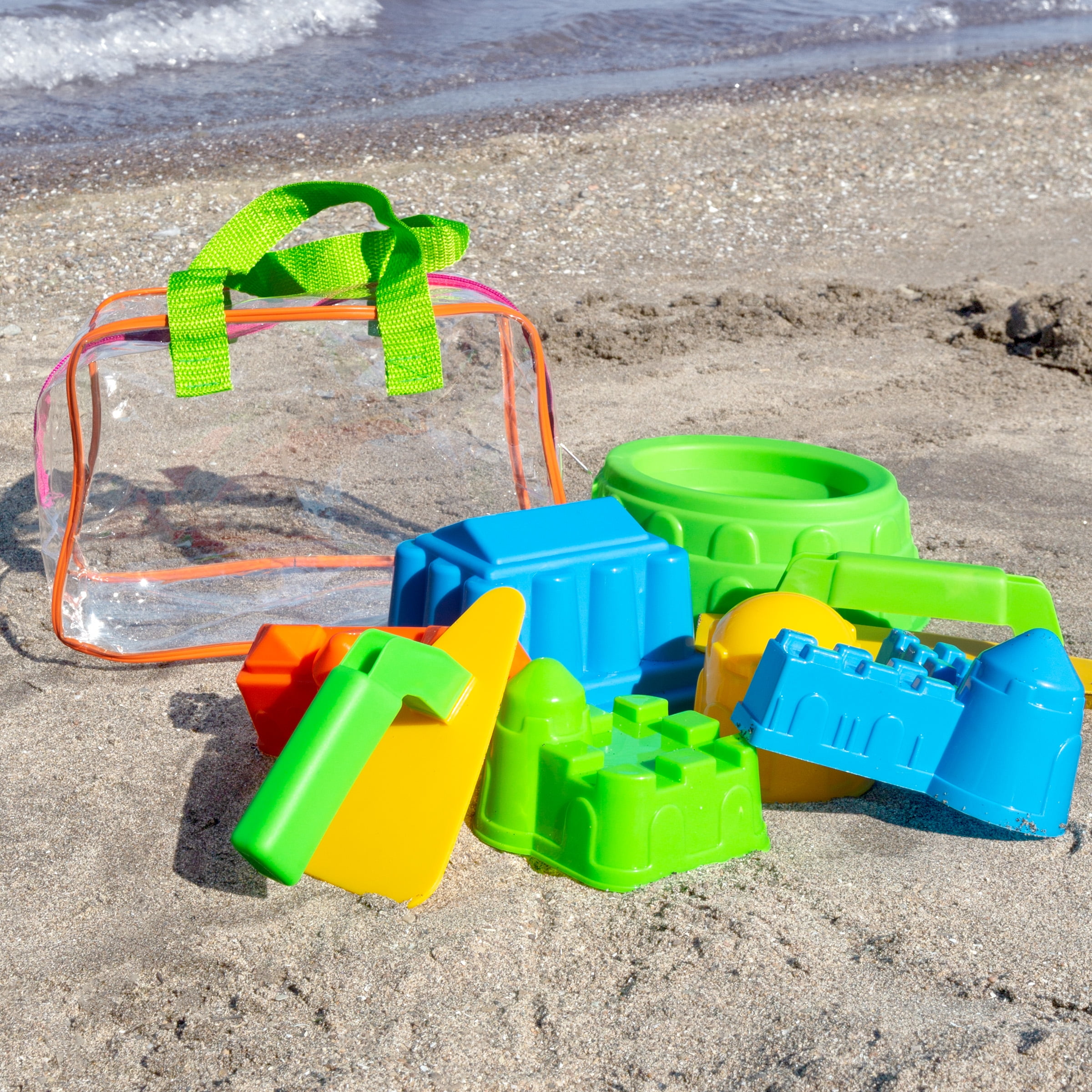 Hey! Play! Beach Sand and Water Toy Set for Kids with BPA Free Molds