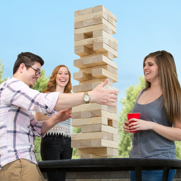 Hey! Play! Classic Giant Wooden Blocks Tower Stacking Game