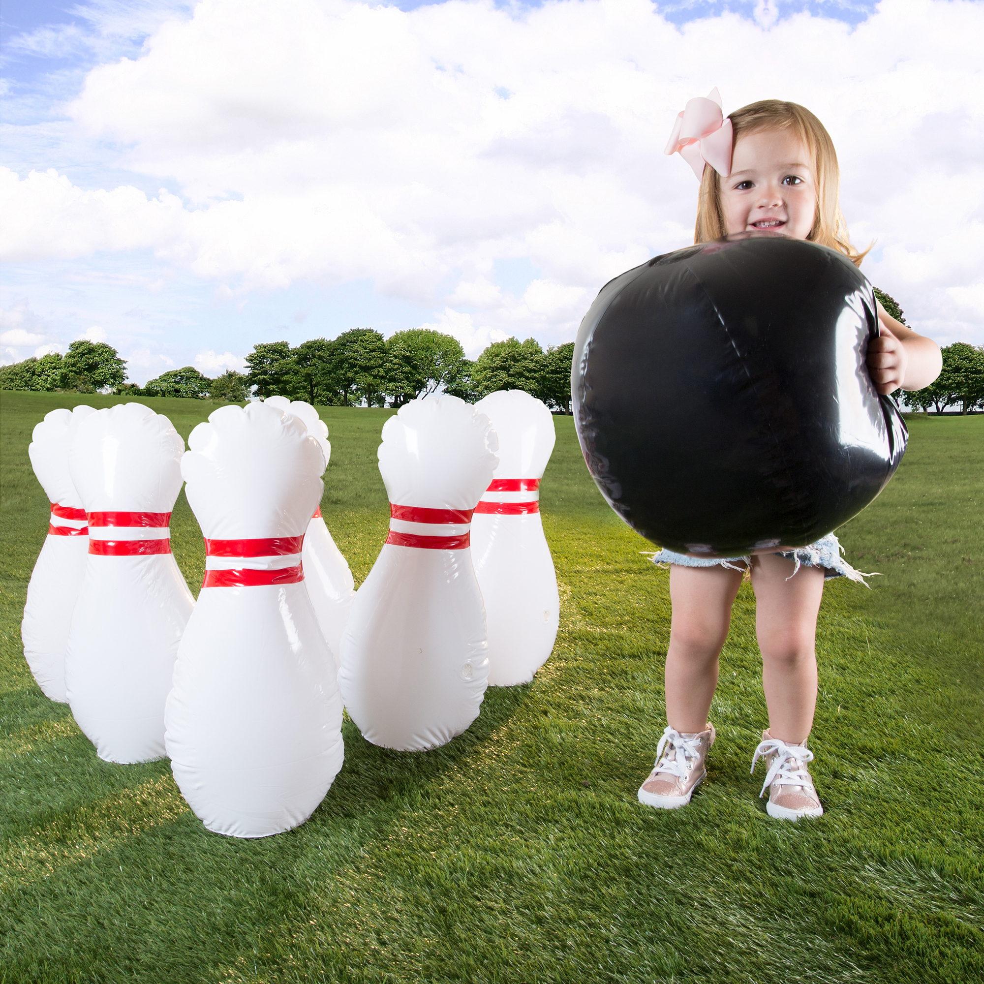 Hey! Play! Kids Bowling Set - Giant Inflatable Bowling Pins and Ball - image 1 of 7