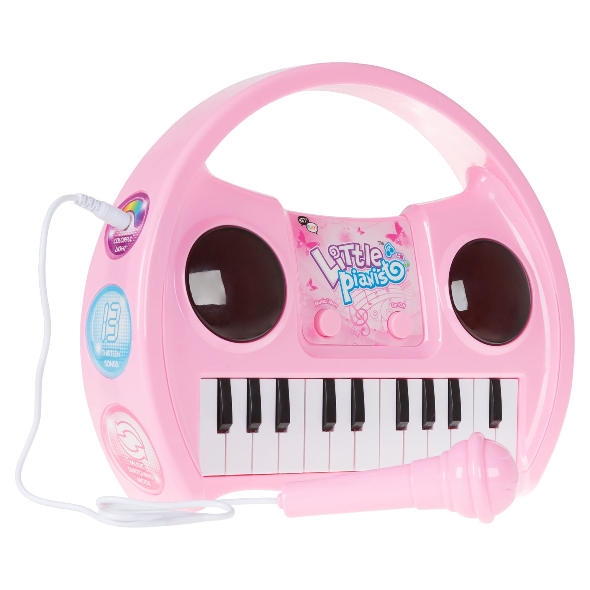 Hey Play Kids Karaoke Machine with Microphone and Musical Keyboard (Pink)