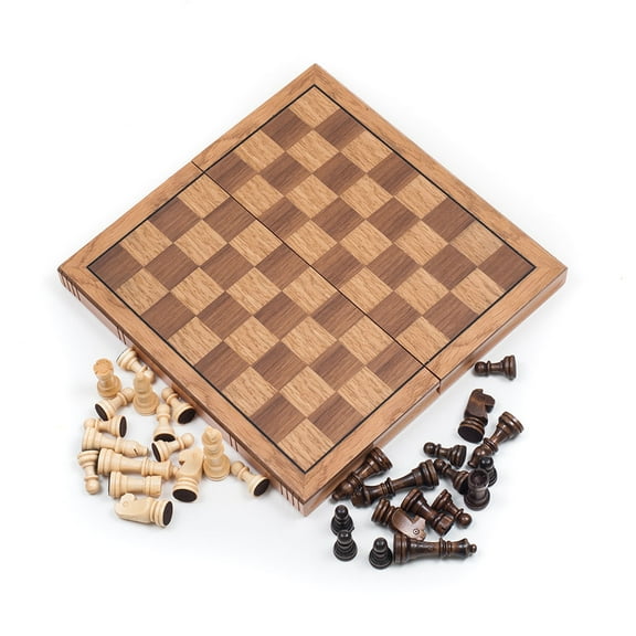 Hey! Play! Wooden Book Style Chess Set, Chess Board with Staunton Chessmen