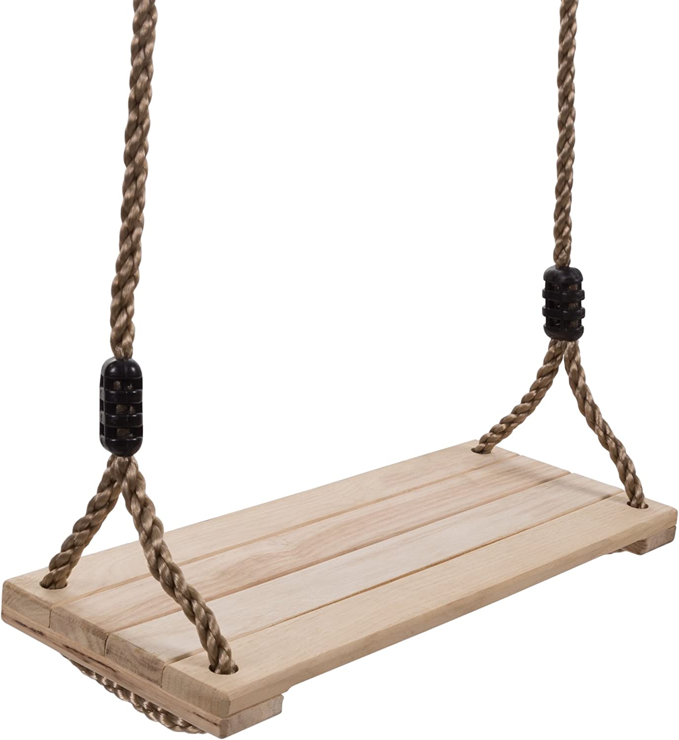 Hey! Play! Wooden Swing, Outdoor Flat Bench Seat with Adjustable Nylon ...