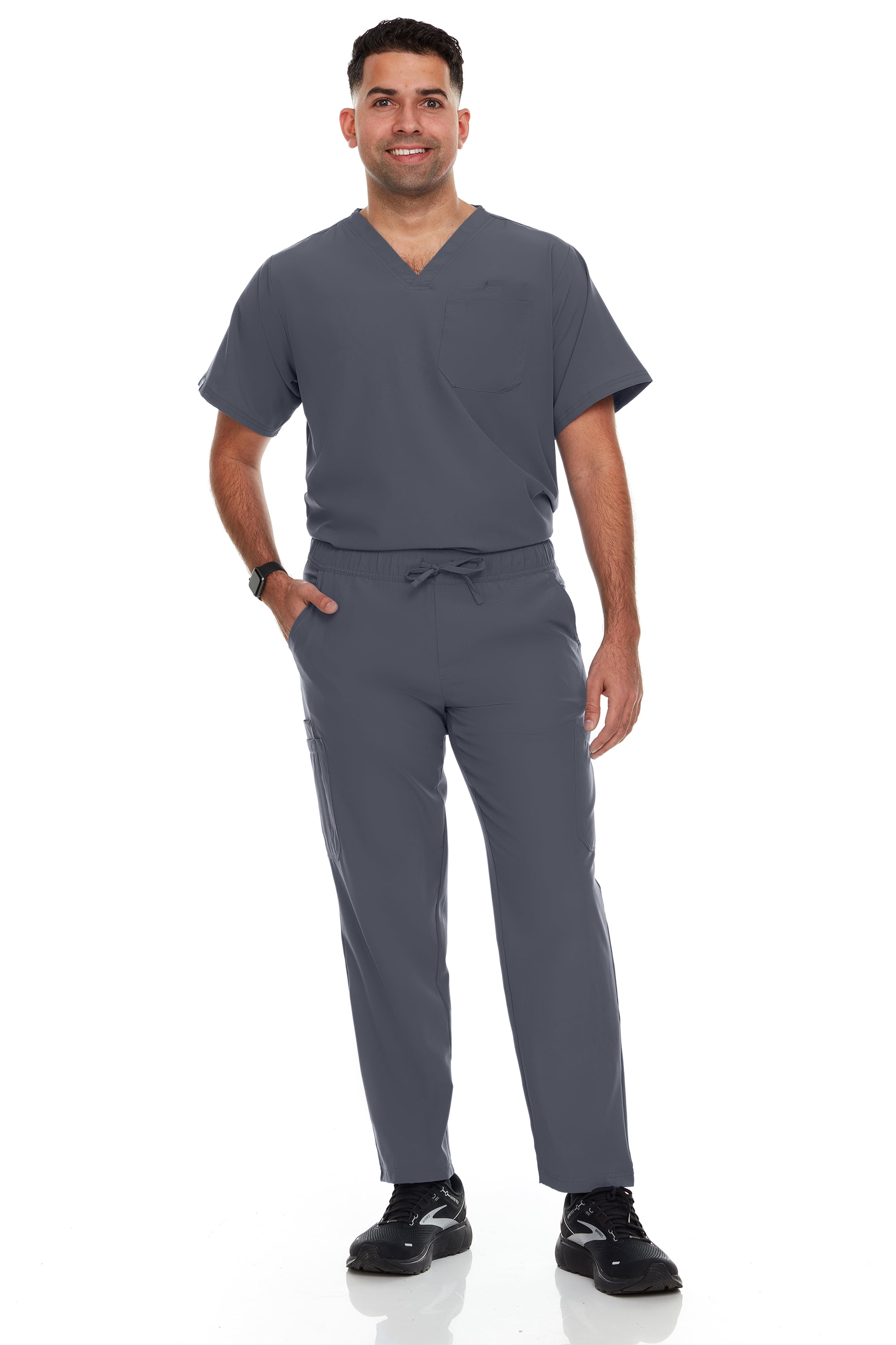 Hey Scrubs Set Men Stretch V-Neck Scrub Top and Six Pocket Tapered Pant ...