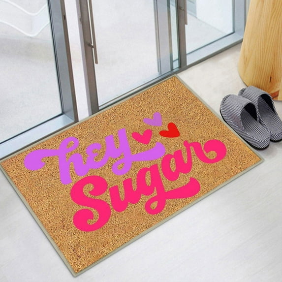 Hey Sugar Doormat 15.75x23.63in Valentine's Day Welcome Door Mat Non-Slip Rug for Indoor Outdoor Home Bathroom Kitchen Decor(G)