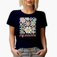 thumbnail image 1 of Hey, Sunshine & Retro Smiling Flowers Art Merch Gift, Navy Blue T-Shirt, Small, 1 of 5