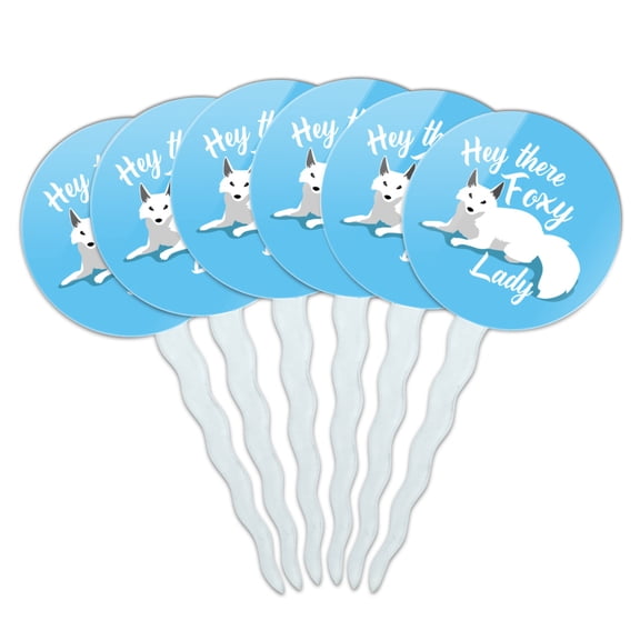 Hey There Foxy Lady White Fox Cupcake Picks Toppers Decoration Set of 6