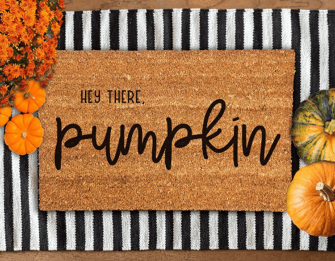 Juvale Paillasson En Fibre De Coco Naturel - Motif 'Hey There Pumpkin' - 76 X 43 Cm - Décor Automne