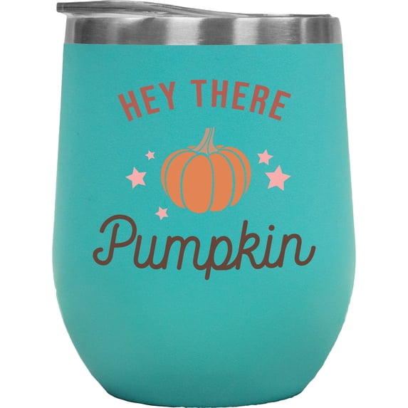 Hey There Pumpkin, Fall or Autumn Merch Gift, Mint 12oz Wine Tumbler