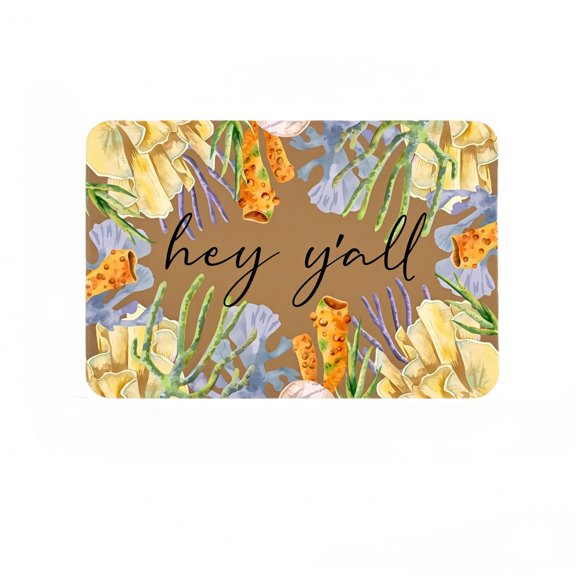 Hey Y'all Coral Reef Diatomaceous Earth Bath Mat 36 x 24 Inch, Ocean Themed Non Slip Decorative Bathroom Floor Mat