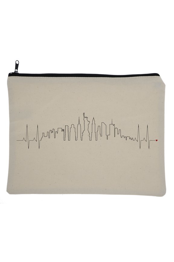 10.75x8.25" Cotton Heartbeat Skyline Makeup Bag